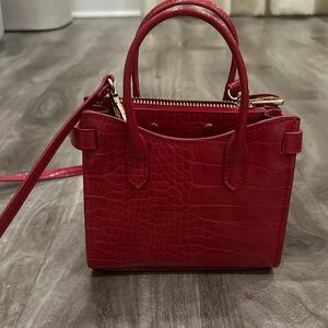 Mango Red Crocodile-Embossed Mini Bag